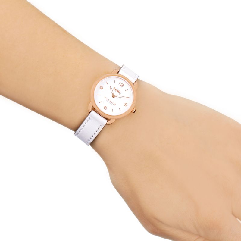 Coach Delancey White Dial White Leather Strap Watch for Women - 14502790