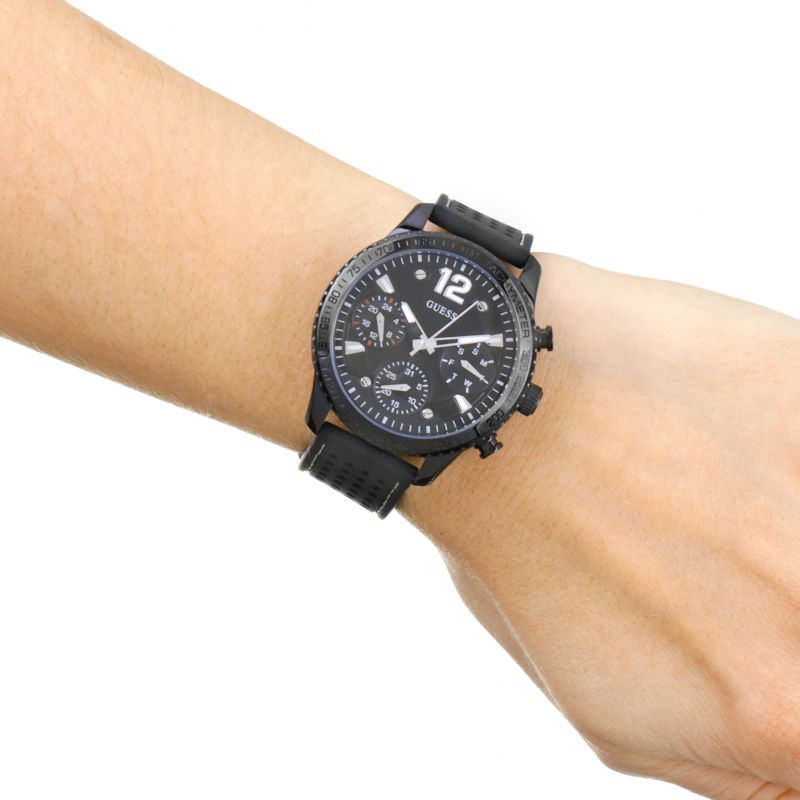 Guess Marina Chronograph Black Dial Black Rubber Strap Watch for Women - W1025L3