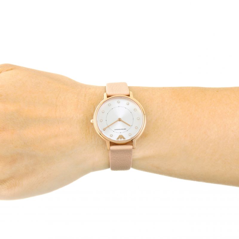 Emporio Armani Kappa White Dial Beige Leather Strap Watch For Women - AR2510