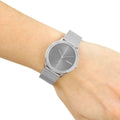 Calvin Klein Minimal Black Dial Silver Mesh Bracelet Watch for Women - K3M22123