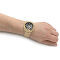 Guess Continental Black Dial Gold Steel Strap Watch for Men - GW0260G2