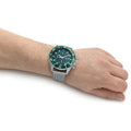 Hugo Boss Admiral Chronograph Green Dial Silver Mesh Bracelet Watch for Men - 1513905