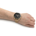 Hugo Boss Admiral Chronograph Black Dial Gold Mesh Bracelet Watch for Men - 1513906