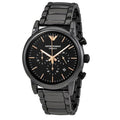 Emporio Armani Luigi Ceramic Chronograph Black Dial Black Steel Strap Watch For Men - AR1509