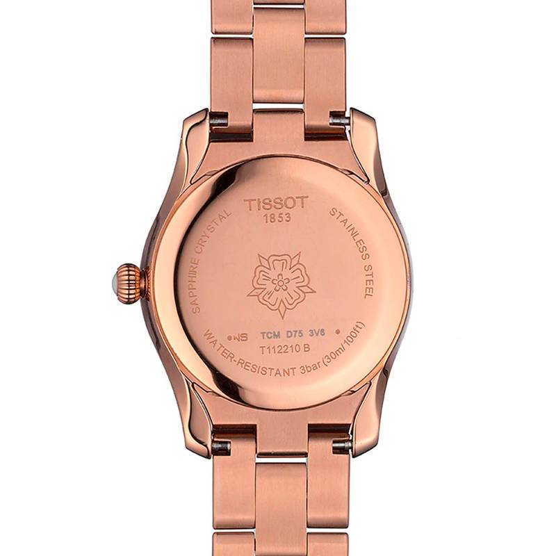 Tissot T Wave Mother of Pearl Dial Rose Gold Steel Strap Watch For Women - T112.210.33.113.00