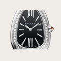 Bvlgari Serpenti Seduttori Diamonds Black Dial Silver Steel Strap Watch for Women - SERPENTI103449