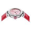 Bvlgari Lvcea Intarsio Diamonds Mother of Pearl Pink Dial Red Leather Strap Watch for Women - LVCEA103619