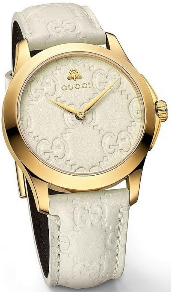 Gucci G Timeless Quartz Beige Dial Beige Leather Strap Watch For Women - YA126580A