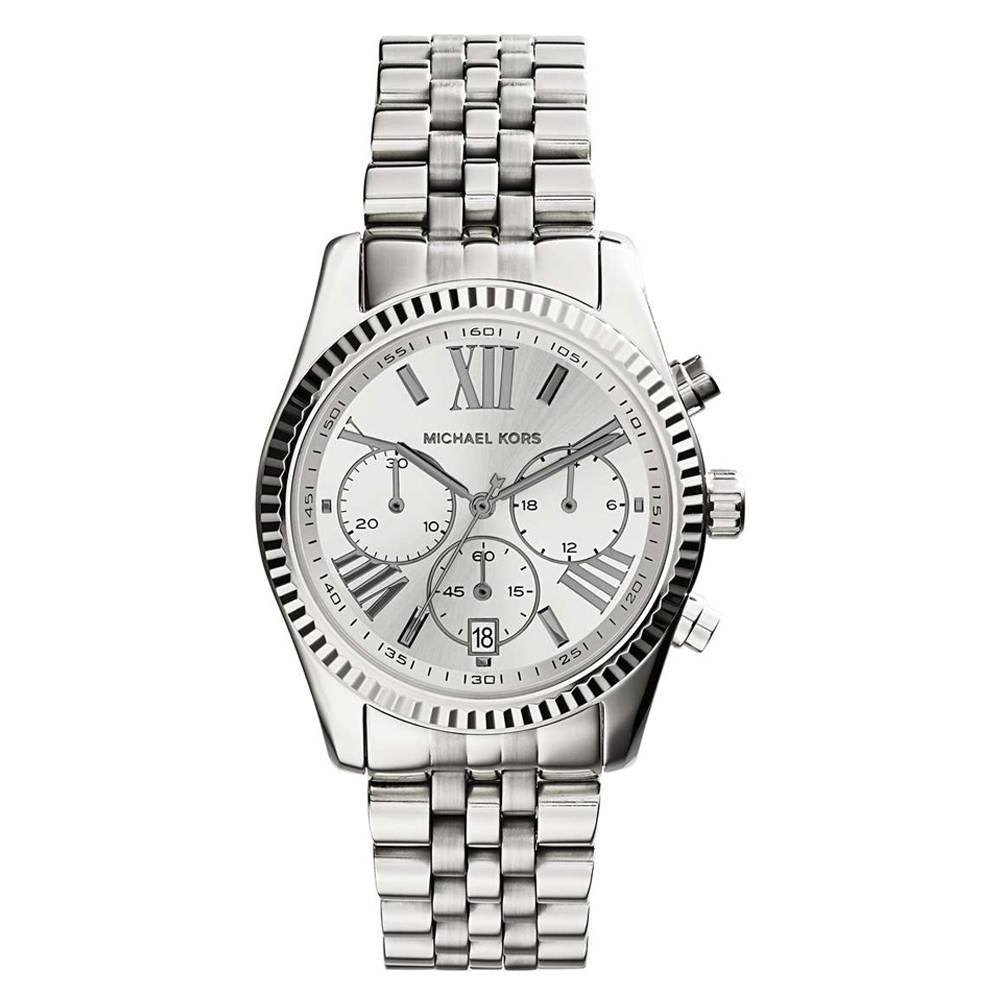 Michael Kors Lexington Silver Dial Silver Steel Strap Watch for Women - MK5555