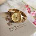 Burberry The Classic Gold Dial Gold Steel Strap Watch for Women - BU10109