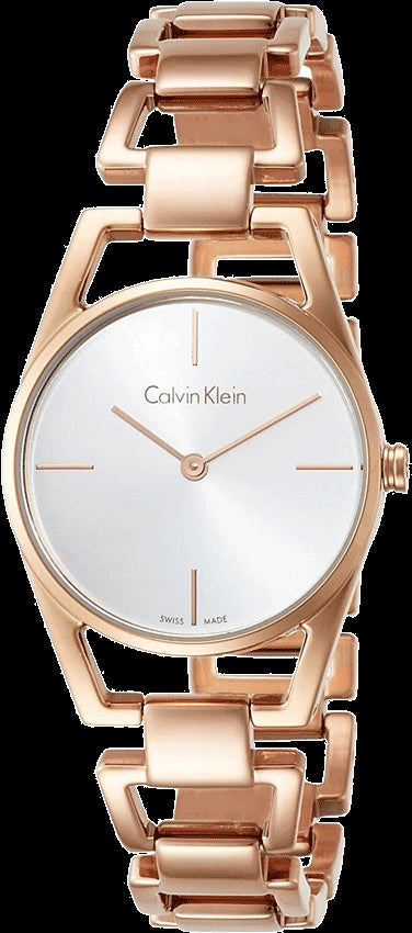 Calvin Klein Dainty White Dial Rose Gold Steel Strap Watch for Women - K7L23646