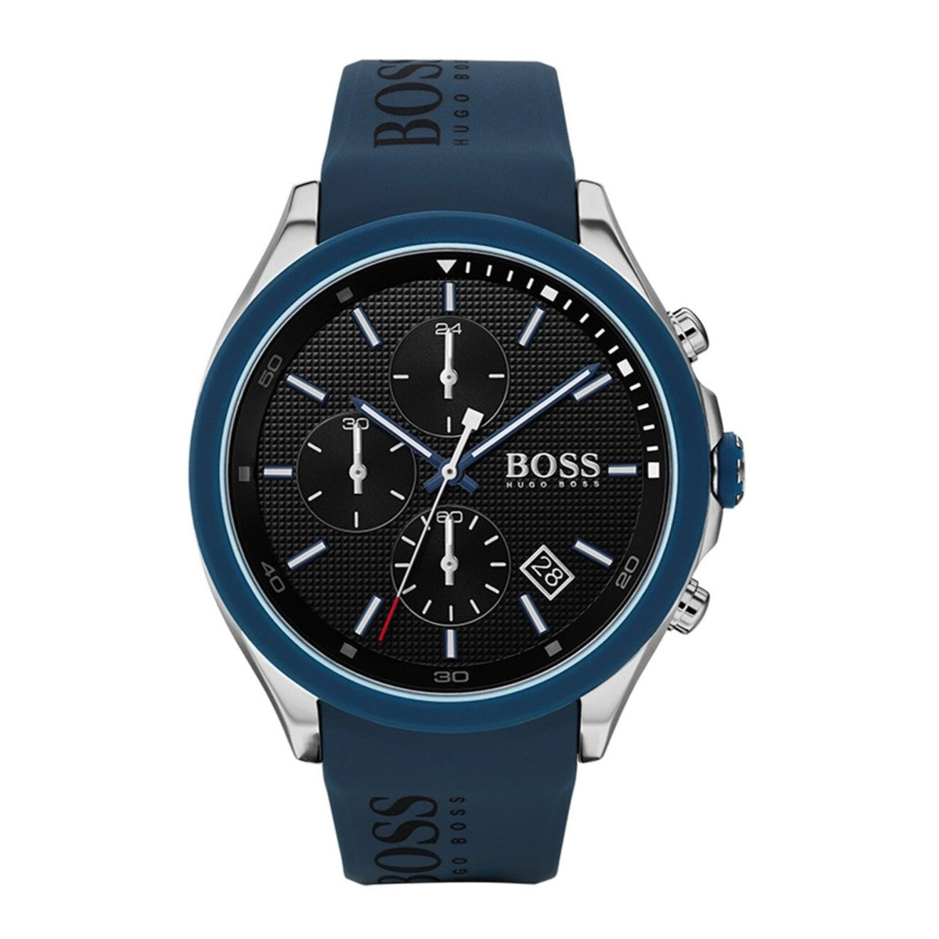 Hugo Boss Velocity Chronograph Black Dial Blue Rubber Strap Watch for Men - 1513717