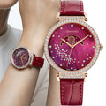 Swarovski Passage Moon Phase Red Dial Red Leather Strap Watch for Women - 5613323