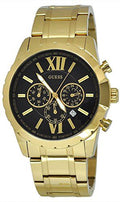 Guess Optic Multifunction Black Dial Gold Steel Strap Watch for Men - W0193G1