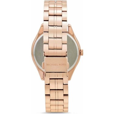 Michael Kors Lauryn Pink Dial Rose Gold Steel Strap Watch for Women - MK3722