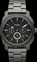 Fossil Machine Chronograph Black Dial Black Steel Strap Watch for Men - FS4662