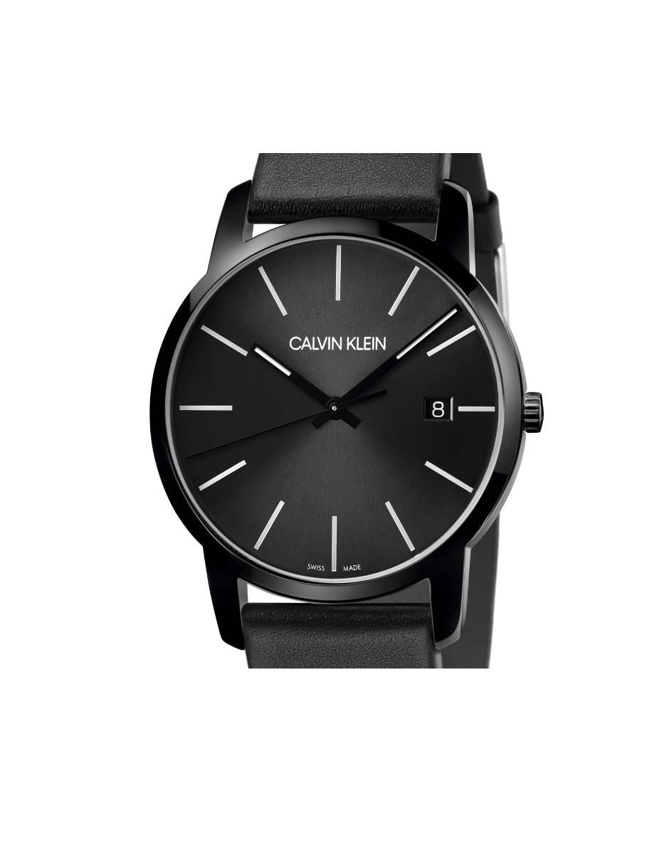 Calvin Klein City Quartz Black Dial Black Leather Strap Watch for Men - K2G2G4CX