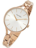 Calvin Klein Graphic Silver Dial Rose Gold Steel Strap Watch for Women - K7E23646