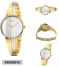 Calvin Klein Drift Silver Dial Gold Steel Strap Watch for Women - K6S2N516