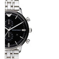 Emporio Armani Gianni Chronograph Black Dial Silver Steel Strap Watch For Men - AR80009