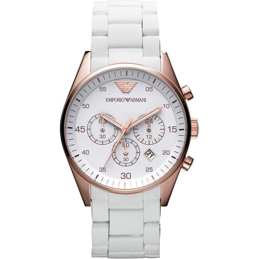 Emporio Armani Sportivo White Dial White Rubber Strap Watch For Men - AR5919