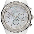 Emporio Armani Ceramica Chronograph White Dial White Ceramic Strap Watch For Women - AR1456