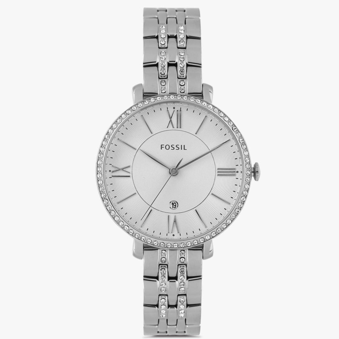 Fossil Jacqueline White Dial Silver Steel Strap Watch for Women - ES3545