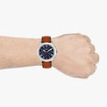 Fossil Grant Chronograph Blue Dial Brown Leather Strap Watch for Men - FS5210