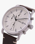 Fossil The Commuter Chronograph White Dial Brown Leather Strap Watch for Men - FS5402