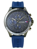 Tommy Hilfiger Bank Blue Dial Blue Rubber Strap Watch for Men - 1791721