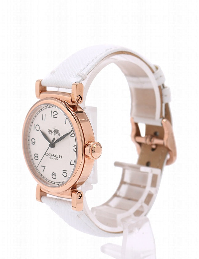 Coach Madison White Dial White Leather Strap Watch for Women - 14502408