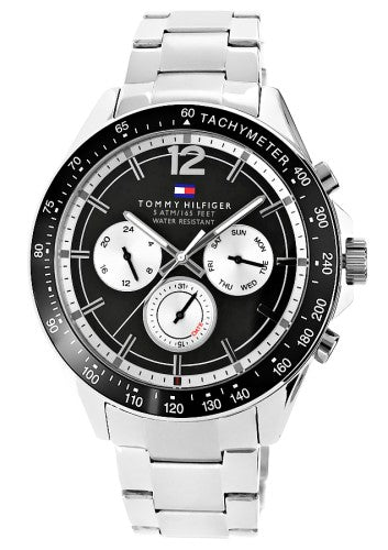 Tommy Hilfiger Luke Quartz Black Dial Silver Steel Strap Watch for Men - 1791120