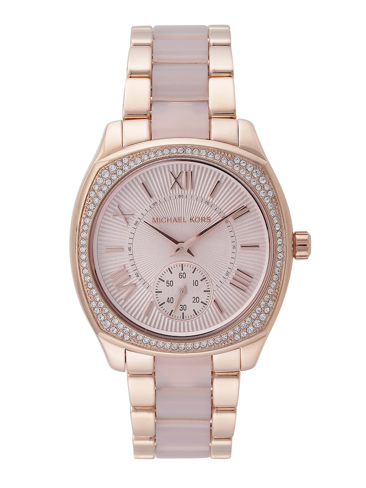 Michael Kors Bryn Rose Gold Dial Two Tone Steel Strap Watch for Women - MK6135