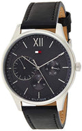 Tommy Hilfiger Damon Multifunction Black Dial Black Leather Strap Watch for Men - 1791417