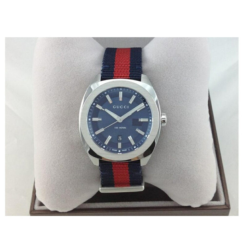 Gucci Quartz Blue Dial Two Tone Nylon Strap Watch For Men - YA142304