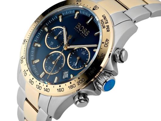 Hugo Boss Hero Blue Dial Two Tone Steel Strap Watch for Men - 1513767