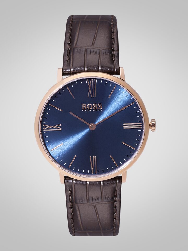 Hugo Boss Classic Jackson Blue Dial Brown Leather Strap Watch for Men - 1513458