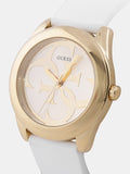 Guess G-Twist Gold Dial White Rubber Strap Watch for Women - W0911L7