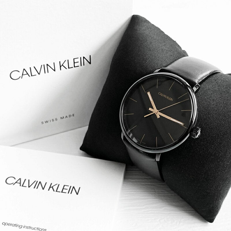 Calvin Klein High Noon Quartz Black Dial Black Leather Strap Watch for Men - K8M214CB