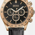 Hugo Boss Ikon Black Dial Black Leather Strap Watch for Men - 1513179