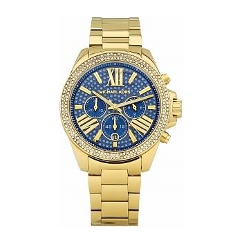 Michael Kors Wren Blue Dial with Diamonds Gold Steel Strap Watch for Women - MK6291