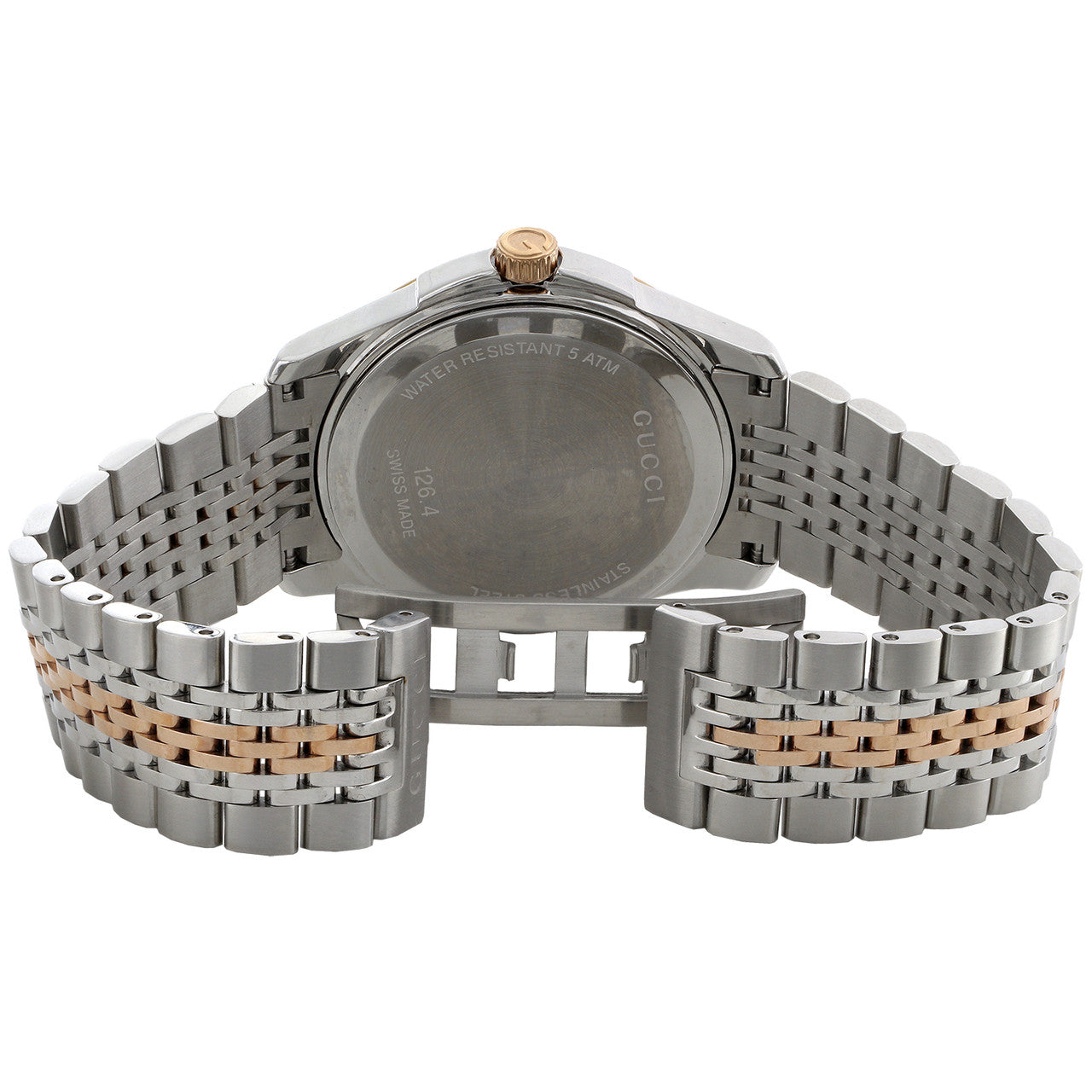 Gucci G Timeless Quartz Black Dial Two Tone Mesh Bracelet Watch For Women - YA126512