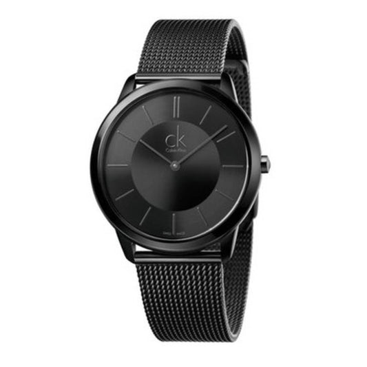 Calvin Klein Minimal Black Dial Black Mesh Bracelet Watch for Men - K3M214B1