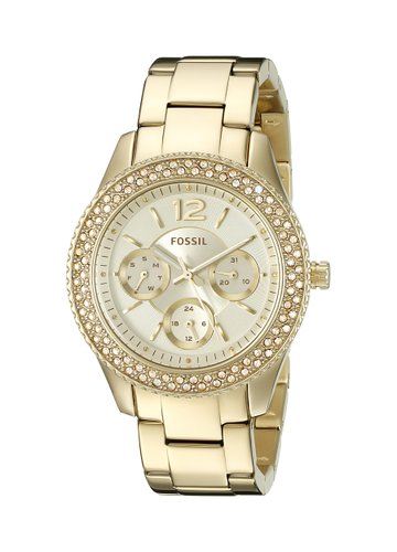 Fossil Stella Multifunction Gold Dial Gold Steel Strap Watch for Women - ES3589