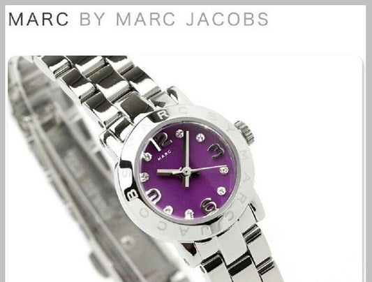 Marc Jacobs Amy Purple Dial Silver Stainless Steel Strap Watch for Women - MBM3228