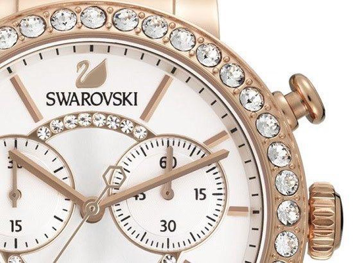 Swarovski Citra Sphere Chrono White Dial White Leather Strap Watch for Women - 5080602