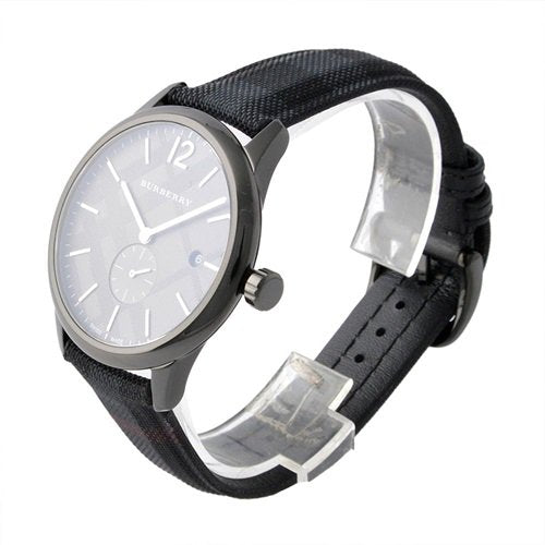 Burberry The Classic Round Horseferry Black Dial Black Leather Strap Watch for Men - BU10010