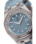 Audemars Piguet Royal Oak Quartz Diamonds Turquoise Dial Turquoise Leather Strap Watch for Women - 67601ST.ZZ.D034CR.01