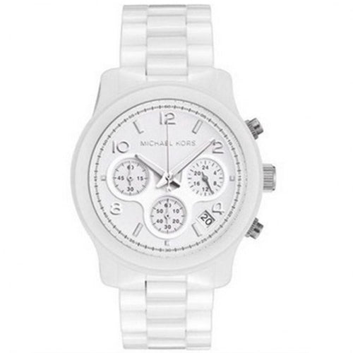Michael Kors Runway White Ceramic Dial White Steel Strap Watch for Women - MK5161