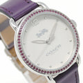 Coach Delancey White Dial Purple Leather Strap Watch for Women - 14502886